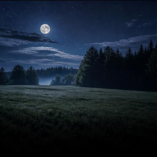 Mondnacht über Wald und Wiese