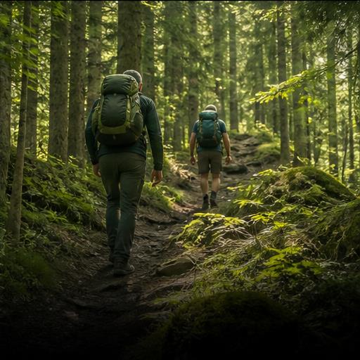 Wanderer bei der Erkundung im Wald